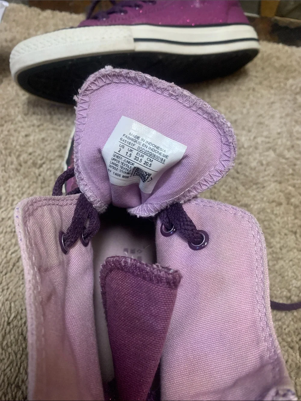 Converse sparkling purple